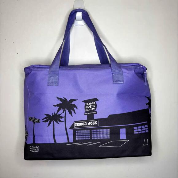 Set of 5 — Trader Joe’s Large Reusable Insulated Cooler Tote Bag Lavender Purple - Picture 3 of 16